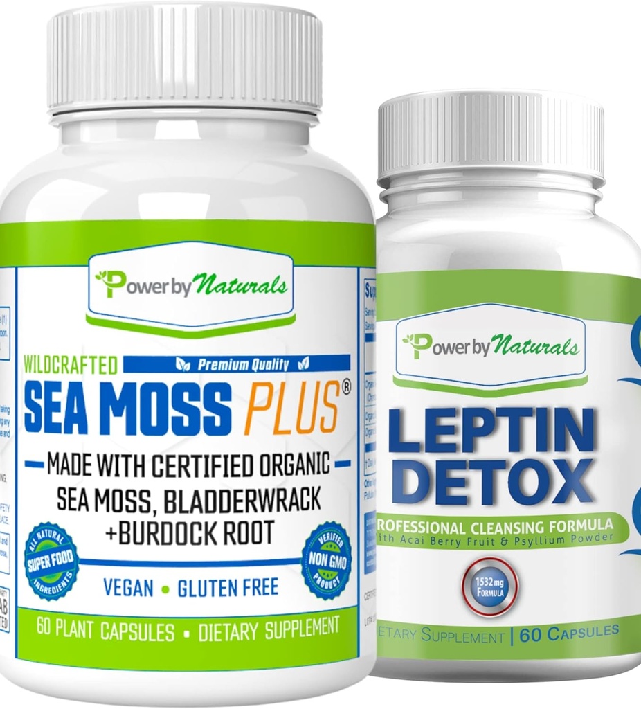 Power By Naturals: Biologische Zee Mos en Legina Detox Bundle - 60 Vegan Capsules elk - Plant-based, Glutenvrije supplement voor Immune Enhancement en Natuurlijke Reiniging