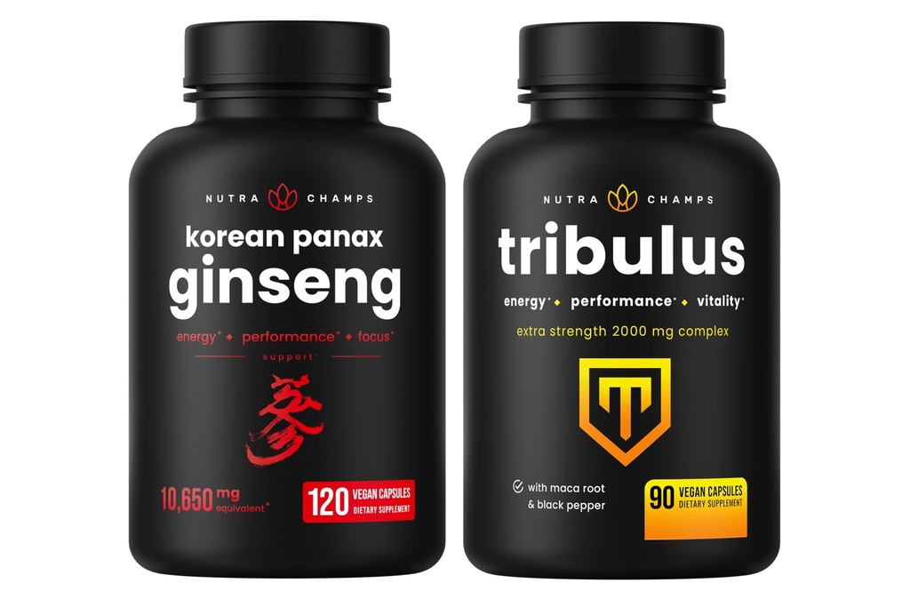 NutraChamps Koreaanse Ginseng Capsules en Tribulus Capsules 2 Pack Bundle