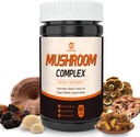 Complexe de complément de champignons, Lions Mane, Reishi, Turkey Tail, Chaga, Maitake, Agaricus, 6 champignons organiques haute résistance pour l'énergie, Focus, Memory & Immune System Support