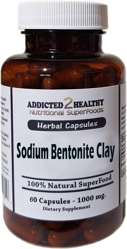Gélules en poudre de bentonite de sodium de qualité alimentaire (1000 mg) 60 Nombre par addicted 2 Healthy