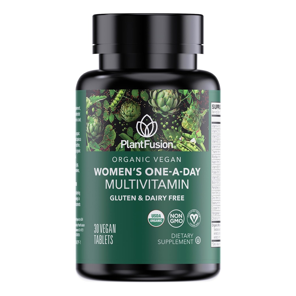 PlantFusion Organic Multivitamine for Women - One Daily Whole Food Blend Women's Multivitamine - Vegan, Non-GMO, Glutenvrij & Dairy Free - 30 Tablets (1 maand levering)