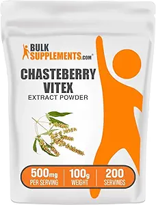 BulkSupplements.com Poudre d'extrait de chasteberry - Chasteberry provenant de Vitex Berry, supplément à base de plantes - végétalien et sans gluten, 500mg par portion, 500g (1,1 lb) (paquet de 1)