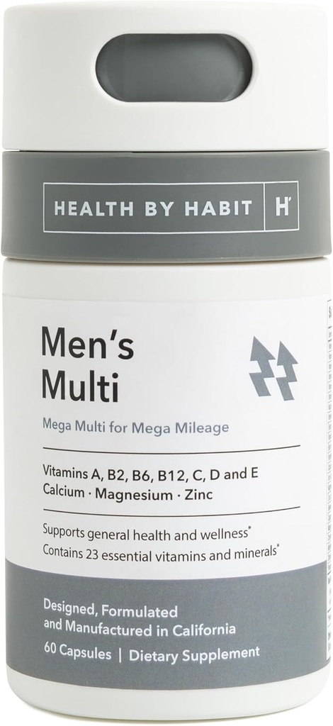 Health by Habit Mens Multi Supplement (60 Capsules) - 23 Essential Vitamins and Minerals, Supports General Health & Wellness, Non-GMO, Sugar Free (1 Pack)
