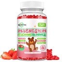 Magnesium Gummies voor kinderen - Magnesium Glycinate Gummies Supplement met L-Theanine, Vitamine B6, D3 voor kinderen & volwassenen slapen, kalmeren, ontspannen, hersenen, botten, suikervrije aardbeien 60ct