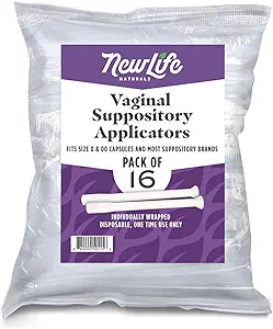 Applicateurs de suppositoire vaginal jetables en plastique NewLife Naturals - convient à la plupart des suppositoires, pilules, comprimés et tailles d'acide borique 0 et 00 Capsules - pH Balance et santé féminine - Boîte de 16