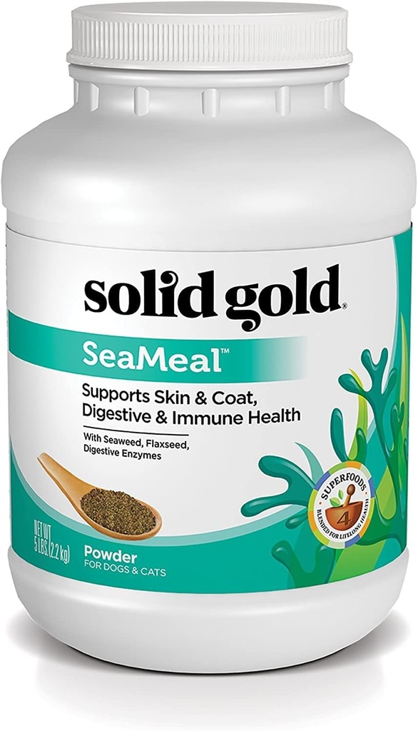 Solid Gold Cat & Hond Multivitamine Powder - Kelp Powder, Omega 3 & Vitamines for Dental, Digestief, Immune, Skin & Coat Health - Multi Vitamine for Dogs & Cats - Cat & Hog Food Additive Supplement - 5lb