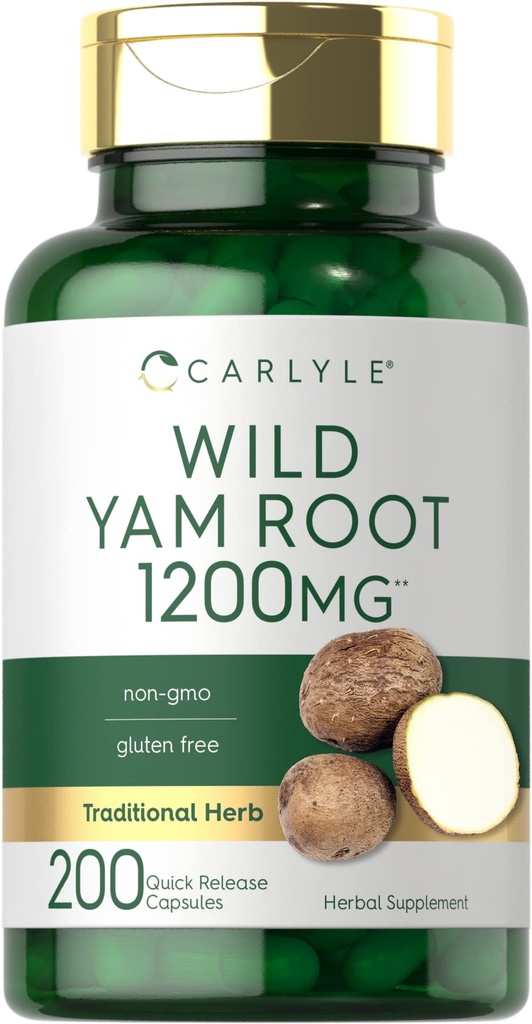 Carlyle Wild Yam Root Capsules 200 Tellen Niet-GGO, Glutenvrij Traditioneel Kruidenextract