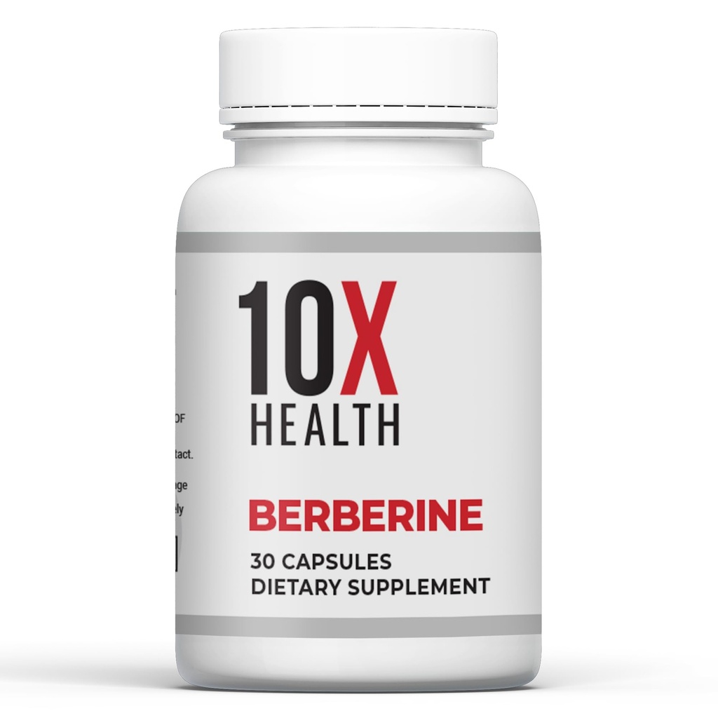 10X Health Berberine Supplement 500mg - Contains Dihydroberberine Supplement for Better Absorption - Supports Cardiovascular & Gut Health Supplements for Women & Men - 30 Capsules