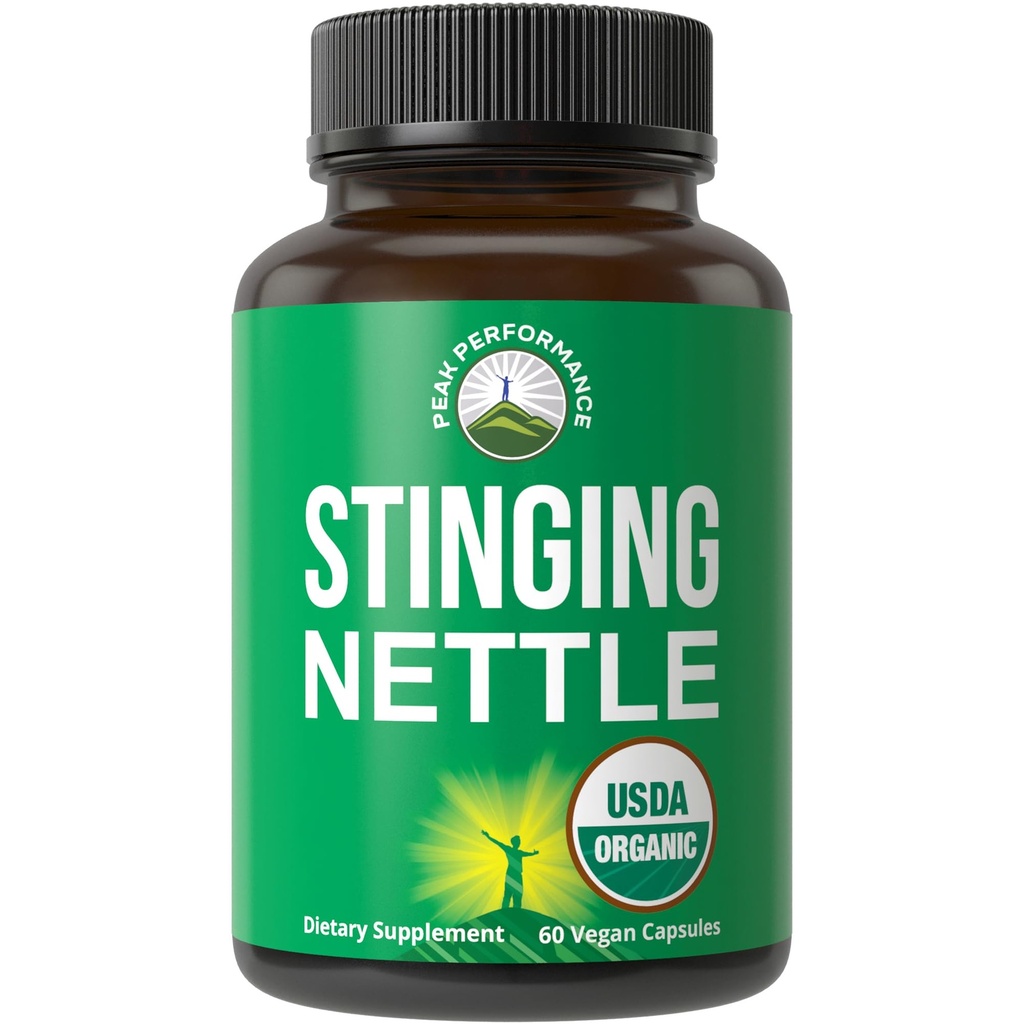 USDA Organic Stinging Nettle Vegan Capsules Gemaakt met Stinging Nettle Leaf Powder voor Prostaat, Haargroei, Allergie. Beter dan Root of Seed Extract. Plantaardige kruidensupplement tabletten, 60 pillen