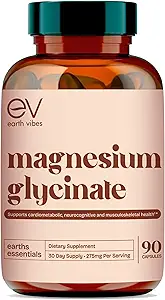 Earth Vibes Magnesium Glycinate Supplement - 90 Vegan Capsules 