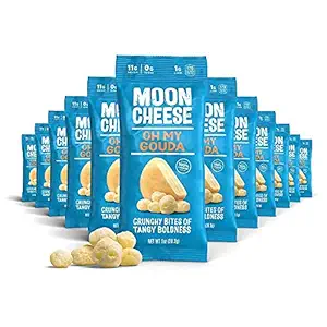 Moon Cheese Oh My Gouda Cheese Bites, 1 Ounce, 12-Pack, Crunchy, verpakt met eiwit & Calcium, Keto, Glutenvrij