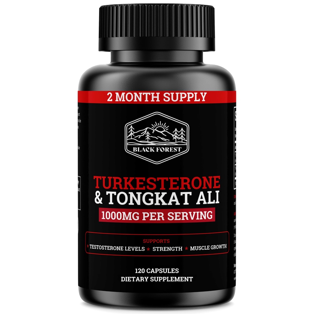 Black Forest Turkesterone Tongkat Ali Supplement 1000mg per portie (Max Zuiverheid 95%) Turkesterone Supplement voor mannen (Tongkat Ali voor mannen Longjack 200:1) Vergelijkbaar met Tongkat Ali Fadogia Agrestis