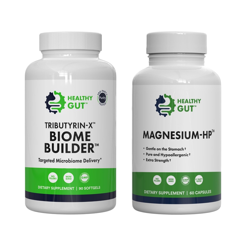 Gezonde Gut Tributyrin-X Biome Builder, 90 Softgels en Magnesium-HP, 60 capsules