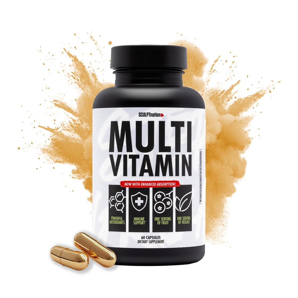 Sculpt Nation by V Shred Multivitamine - Dagelijkse Multivitamine voor vrouwen en mannen met zink, vitamine C en koper, voedingsondersteuning met een portie van fruit en groenten - 60 capsules