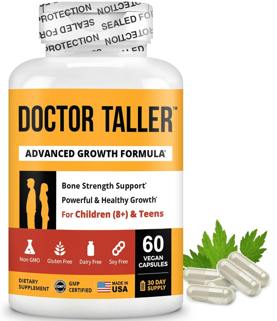 NuBest Doctor Taller - Been Kracht Ondersteuningen, Verbeter het immuunsysteem - Keto met Calcium, Vitamine D3, Vitamine K2, Aminozuren & Kruiden voor kinderen (8+) - 60 Vegan Capsules