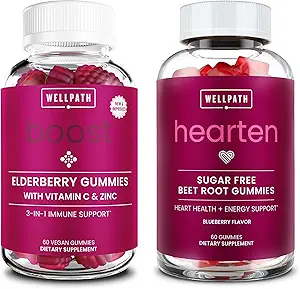 WellPath Boost Gummies de mûre aînée avec Zinc + Gummies de racine de betterave, 60 Ct Chaque
