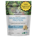 Plantfusie Mushroom Proteïne Poeder - 3 in 1 Vegan Proteïne Poeder, Mushroom Supplement, en Adaptogen Supplement - Ondersteuning Mental Focus, Immuniteit en Herstel - Vanille 1lb
