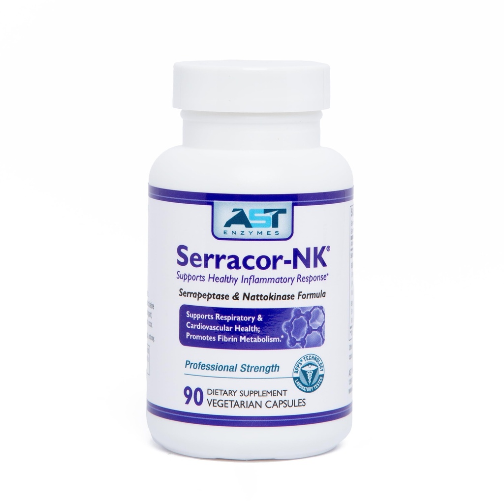 Enzymes AST Serracor-NK – Formule enzymatique systémique protéolytique – Contient Serrapeptase résistante à l'acide et Nattokinase résistante à l'acide – 90 Capsules végétariennes