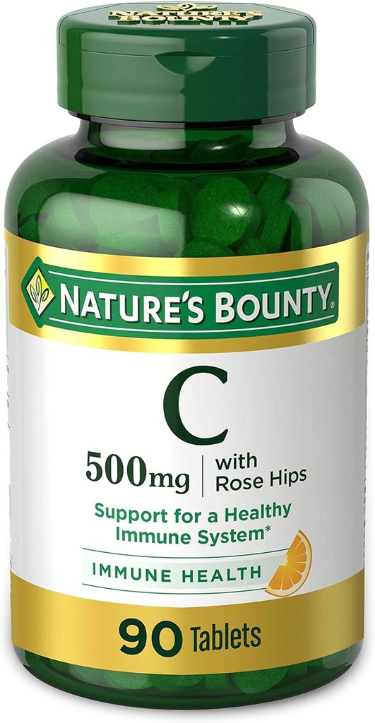 Nature's Bounty Vitamine C, Ondersteuning voor een gezond immuunsysteem, 500 mg vitamine C met rozenbottels, 90 kauwtabletten