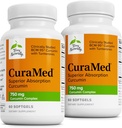 Terry Naturally CuraMed 750mg - Antioxidant Supplement for Brain & Heart Health - Supplement with High-Potency Curcumin Complex - Nier, Lever & Immune Health Support - 60 Softgels (Pack of 2)