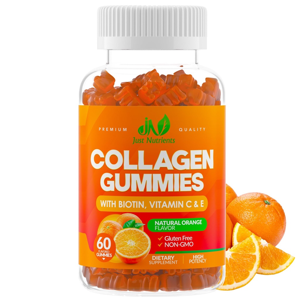 Collagène Peptides Gommies avec Biotine, Vitamine C & E pour les femmes et les hommes - Premium Hydrolyzed Collagène Type I & III pour les cheveux, la peau et les ongles Support - sans gluten, sans OGM - 60 Gommies (30 portions)