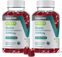 Viteey Biotin Gummy's voor haar, huid en nagels 10.000mcg - suikervrij - Haargroei Gummy's, gezonde huid Glow, Sterke gezonde Nagelgroei - Veganistisch, Glutenvrij, Gelatine Vrij- Smakelijke Berry smaak