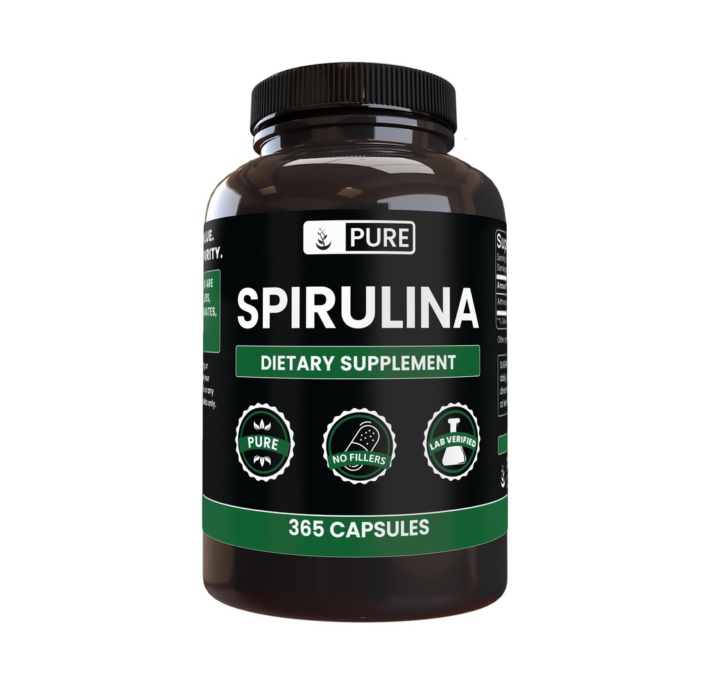 Pure Original Ingrediënten Spirulina (365 capsules) Geen Magnesium of Rijst Fillers, altijd zuiver, Lab geverifieerd