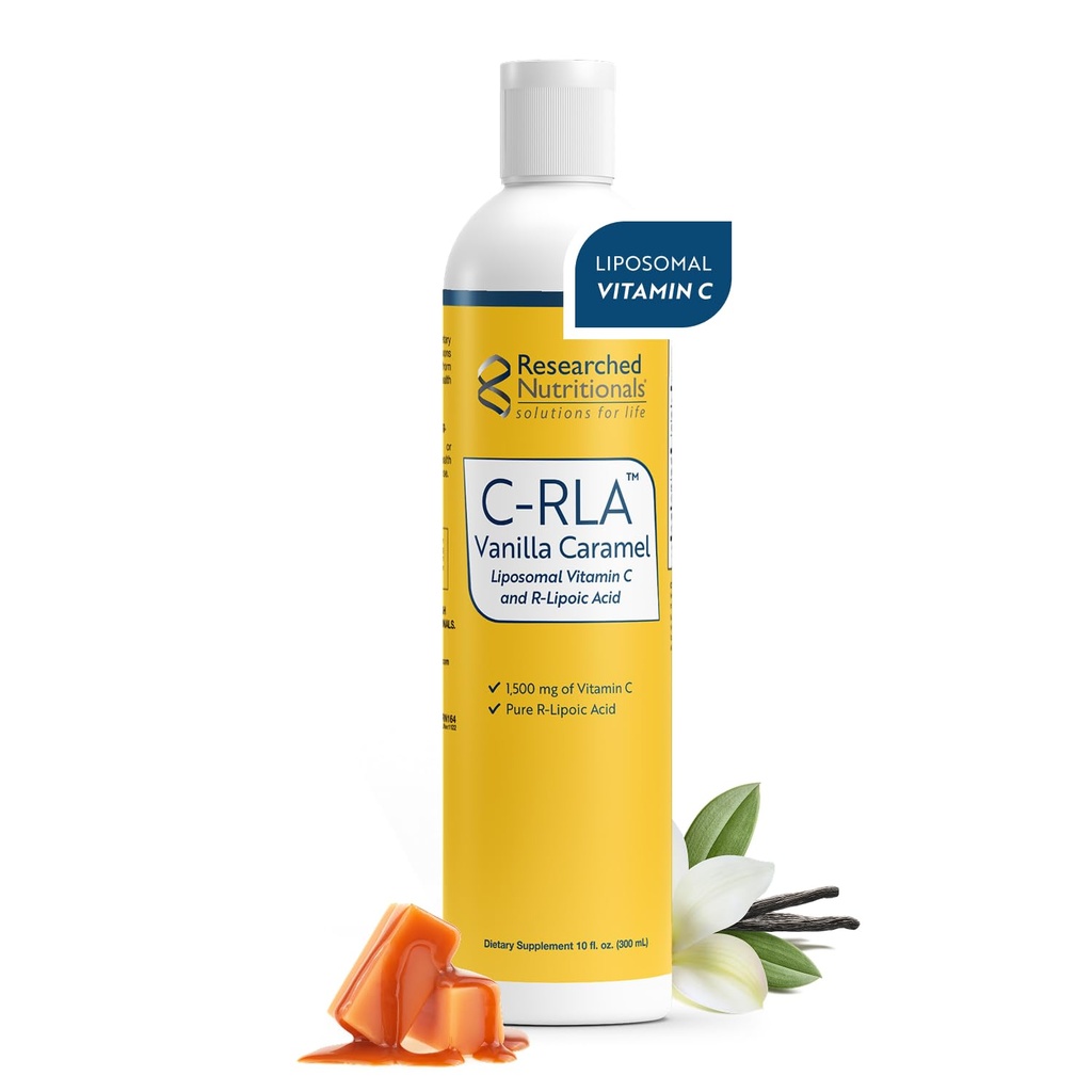 Onderzoek naar de voeding C-RLA - Liposomale vitamine C met R Lipoïnezuur ter ondersteuning van detox - Vegan & Soy-Free Vitamine C Liquid, Vanille Caramel Flavor (10 Fl Oz)