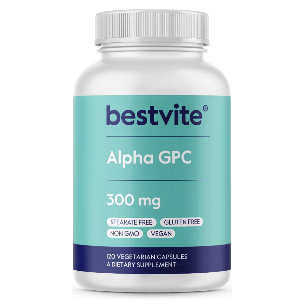 BESTVITE Alpha GPC Choline 600mg per portie (120 Veggie Capsules) - No Stearates - Vegan - Non GMO - Glutenvrij