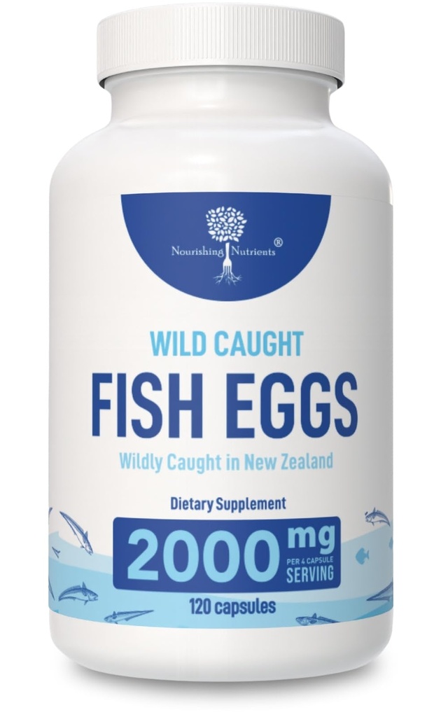 Wild Caught Fish Eggs 2000mg - Omega 3 Supplement voor Oog, Hersengezondheid, Ondersteunt Immuniteit, Bones en Tanden, Mood Ondersteuning met Omega 3-6-9 Visei Capsules