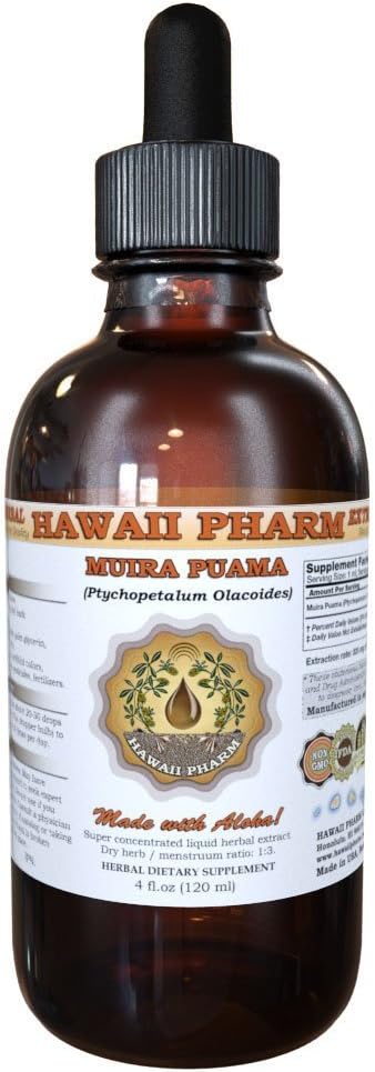 HawaiiPharm Muira Puama Liquid Extract, Biologische Muira Puama (Ptychopetalum Olacoides) Tinctuur Supplement 2 oz