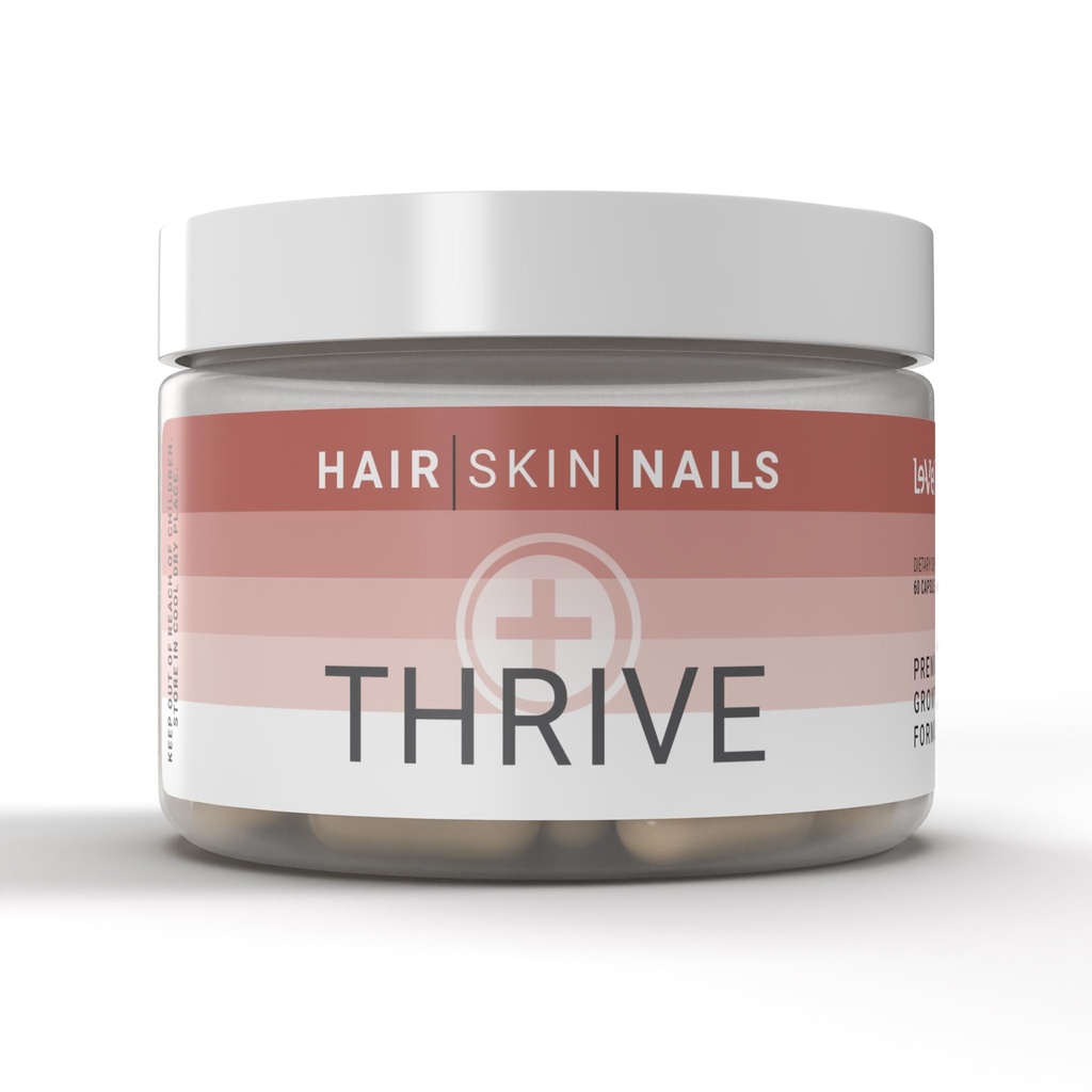 Le-Vel Thrive, Premium Collageen met Biotin 3500mcg, Vitamine C, Zink, en Kurkuma haar, huid, nagels, gewrichten Gehydrolyseerde Marine Collagen, Ashwagandha, Keratine, Biologische Kelp 60 Capsules