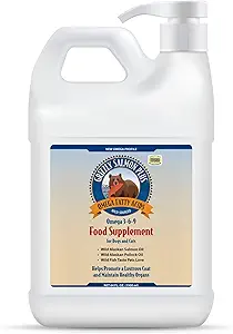 Supplément alimentaire pour le saumon grizzli et les acides gras oméga pour chiens et chats (dimensions diverses) - Oméga d'origine sauvage 3-6-9, huile de saumon sauvage de l'Alaska (64 Fl Oz)