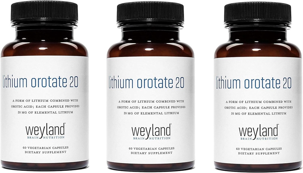 Lithium Orotaat 20mg (3 flessen), 180 Vegetarische capsules