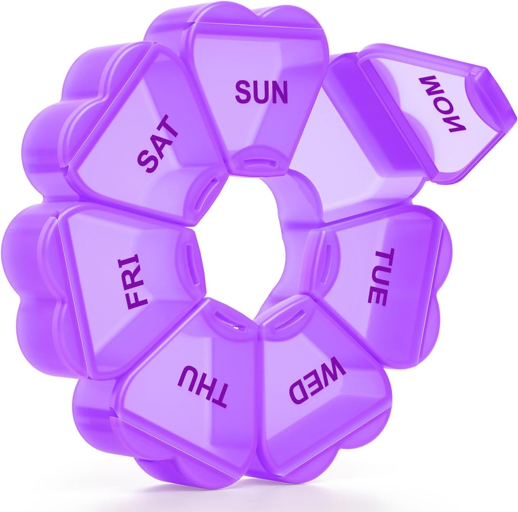 Grote Wekelijkse Pillen Organisator, Pill Box 7 Dag, KAPENS Dagelijkse Vitamine Case Grote Capaciteit Compartiments, Pillen Containers voor Visolie Geneeskunde Supplementen, Paars