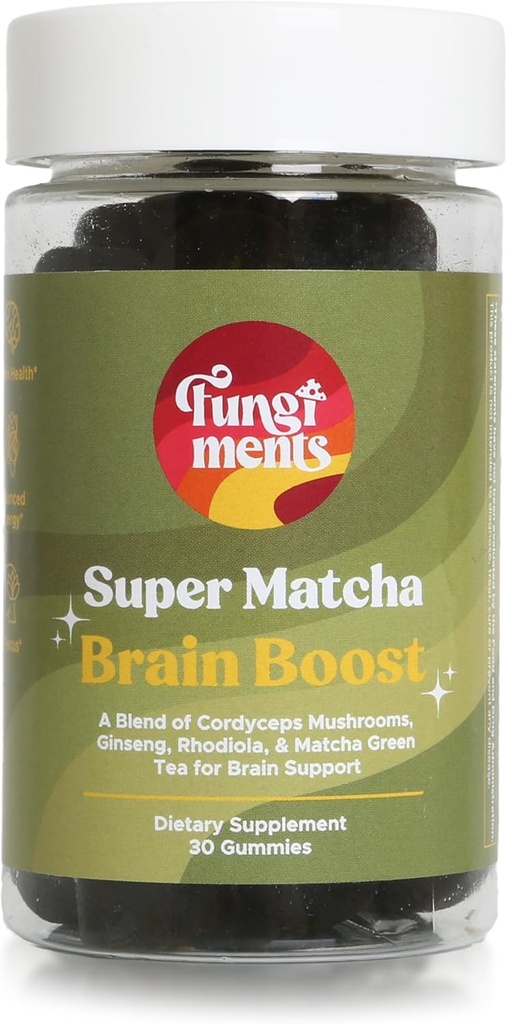 Schimmels Super Matcha - Cordyceps Paddenstoelen, Groene Theepoeder, Ginseng, Rhodiola - Dagelijkse Energie en Uithoudingsvermogen (30 Paddestoelen Gummies)