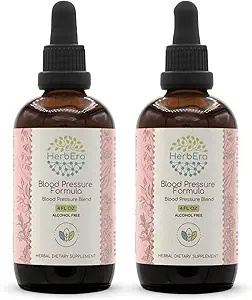 HerbEra Blood Pressure Formula B120 Alcohol-Free Extract Tincture: Hawthorn Leaf, Motherwort Herb, Cayenne Pepper, Hibiscus Flower, Spirulina. Blood Pressure Blend 2x4 Fl Oz