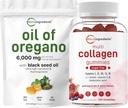 Micro Ingrediënten Olie van Oregano Softgels 6.000 mg Per Serving & Multi Collageen Peptides Gummies Bundle Pack 