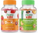 Levensvatbare Vitamine D3 + Vitamine K2 Kids + Kurkuma Curcumin Kids, Gummies Bundle - Grote Proeverij, Vitamine Supplement, Glutenvrij, GGO-vrij, Kauwgom