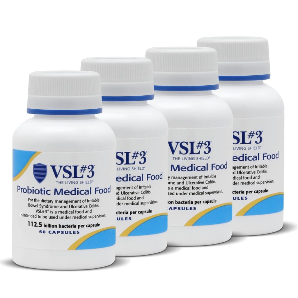 VSL #3® Probiotica voor de spijsvertering van de gezondheid, IBS & UC symptomen - 112.5B CFUs, high-Potency, Multi-Strain, Live, Gekoeld Probiotica, Medical Food for Gut Health Ondersteuning bij mannen & vrouwen, 240 Capsules