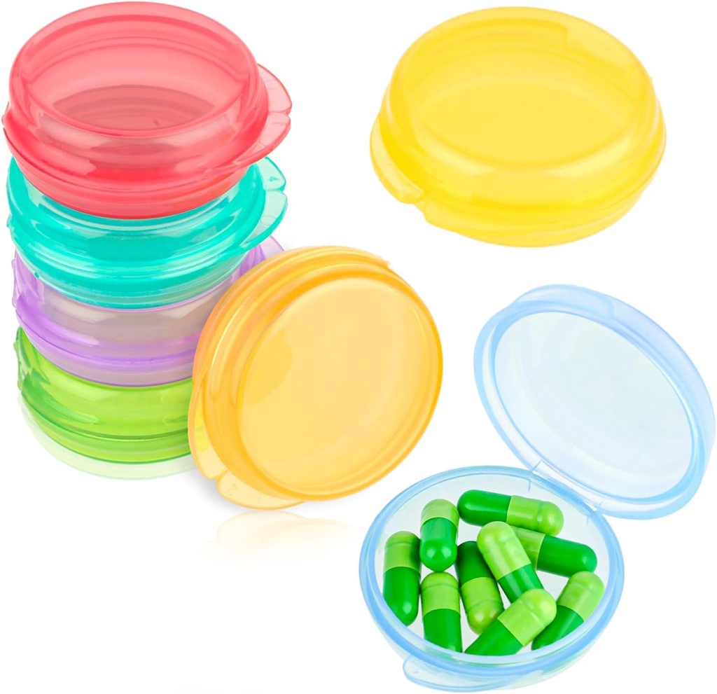 Amabro Small Pill Organizer Box, 7 PCS Travel Pill Cases Portable Pill Container Daily Mini Pill Case Holder voor Pocket Purse Shortcase Pillen Medicine Cod Lever Olie Opslag Box Oorplug Case