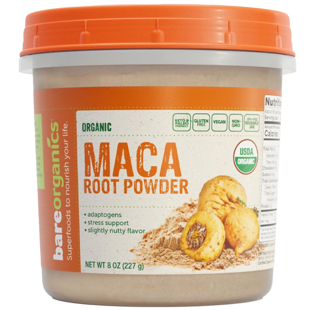 BareOrganics Maca Root Powder, Organic, Vegan, Non-GMO, Glutenvrij, Energie & Uithoudingsvermogen Ondersteuning, 8 oz