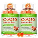 2 Pack CoQ10 Gummies 250 mg, Plus Omega-3, Magnesium, Vitamine B12 voor Cellulaire Energie, Hersenen & Antioxidant, 5X Beter Absorptie Co-enzym Q10 Supplement - 120 Cts
