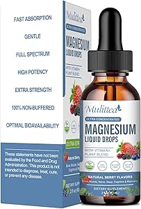 Magnesium Glycinate Liquid Drop - Triple Absorptie Supplement ter ondersteuning van zenuwen, slaap, rust, hart, spieren * -Suikervrij met kalium, L-Theanine, Zee Moss, Vitamin B,C,D3, K2-1Pack