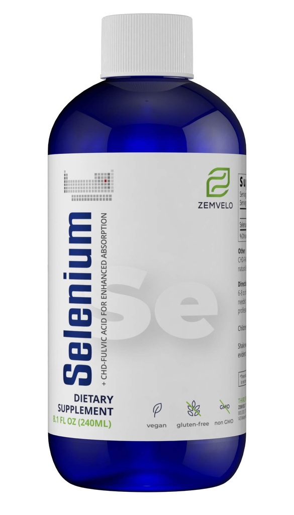 ZEMVELO Liquid Ionic Sélénium Supplement - Supplément de vieillissement en santé pour adultes - soutient le système immunitaire et la défense antioxydante pour la longévité et le bien-être - 3 mois d'approvisionnement