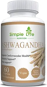 Biologische Ashwagandha - Max Strength 1300MG Vegan Capsules - 100% Pure Niet GGO Root Powder met Natural Black Pepper 60CT