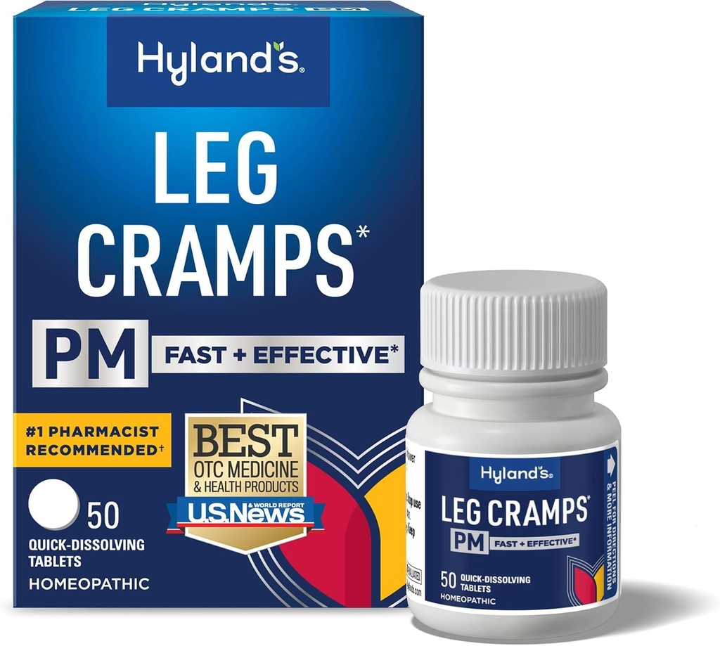 Hyland's Leg Cramps PM, Relief of Nighttime Leg, Calf, and Foot Cramps, 50 Quick-Oplossende Tablets