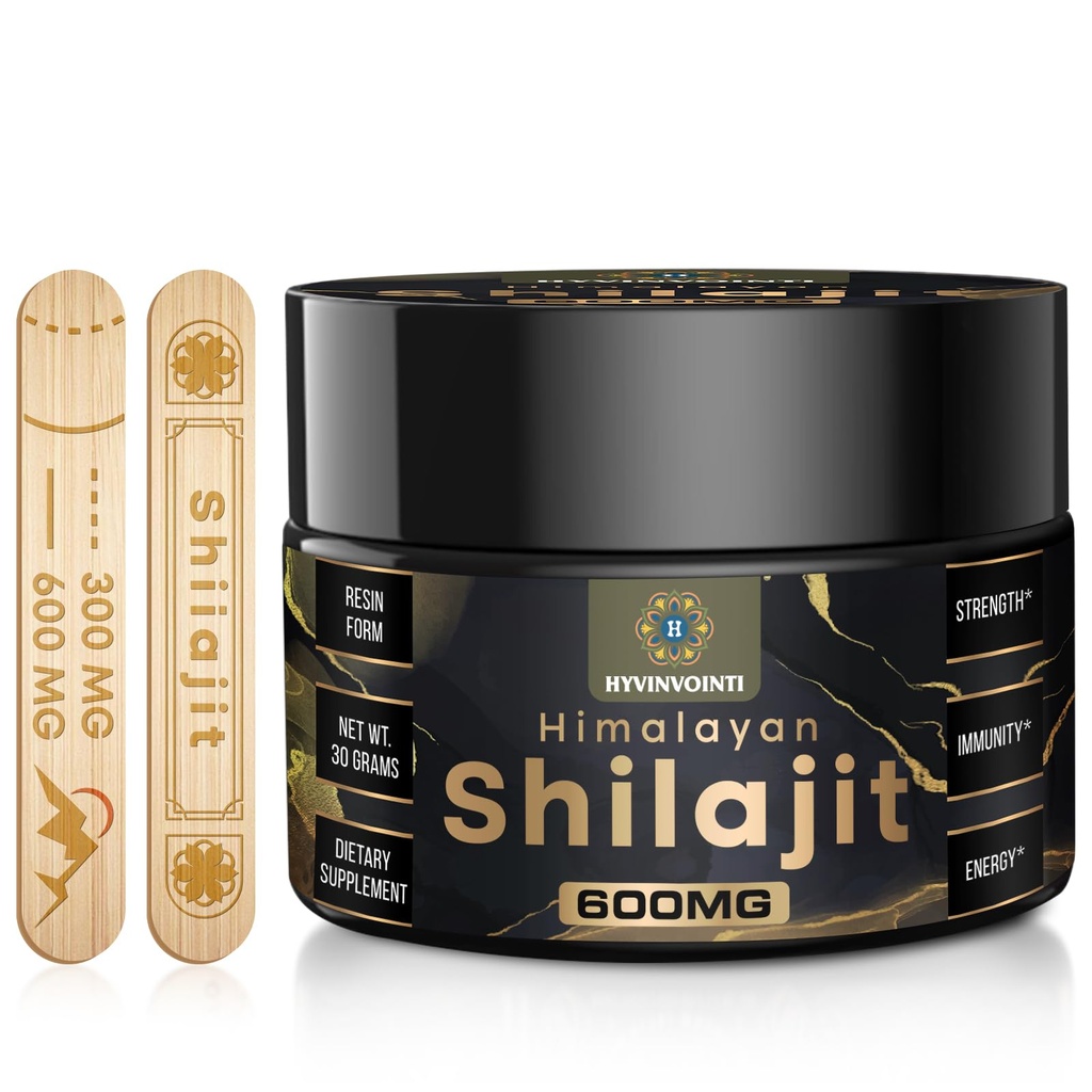 600mg Shilajit Pure Himalayan Organic Shilajit Resin-Shilajit Grade d'or organique,100% Pure Organic Shilajit pour l'énergie et le soutien immunitaire,Rich in Fulvic Acid et 85+Trace Minerals,1 Pack