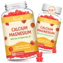 2 Pack Calcium Gummies met Magnesium, Zink, Vitamine D3 & B12, Calciumsupplementen voor vrouwen Mannen, Ondersteuning Bot, Spier en Immuniteit, 120 Vegan Raspberry Flavor Gummies