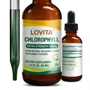 Lovita Chlorofyl Liquid Drops, High Potency 120 mg/ml, 7.200 mg per fles, Natural Energy Booster & Immune Support, Internal Deodorant, Skin Health, Vegan & Non-GMO, Mint Flavor, 60 Servings 2 Oz